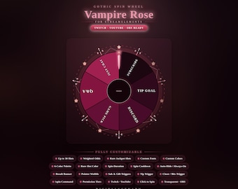 Gothic Vampire Rose StreamElements Spin Wheel Animated Twitch Overlay | Custom OBS Interactive Reward Game Activity Kit Digital Creator