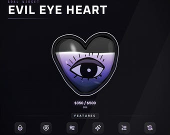 Evil Eye Heart Stream Goal | Purple Witchy Twitch Sub Tracker | StreamElements & Streamlabs Overlay