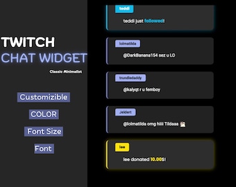 Widget de chat Twitch minimaliste : superposition de flux personnalisable (téléchargement instantané)
