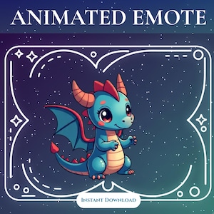 Animerad drake-emote för Twitch Discord Söt bebis Kawaii fantasivarelse Streamer-emotes Animerad GIF WEBM Direktnedladdning Sub-emotepaket