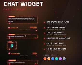 Casino Night Twitch Chat Widget | Animated Bubble Overlay | Streamlabs StreamElements OBS Browser Source | Emote Frame Stream Decor