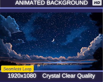 Celestial Night Animated Stream Background - Magical Fantasy Twitch Wallpaper MP4, Static Image - VTuber OBS YouTube Virtual Backdrop
