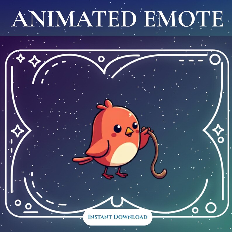 Animated Bird Emote for Twitch Discord Cute Robin Worm Kawaii Chubby ...