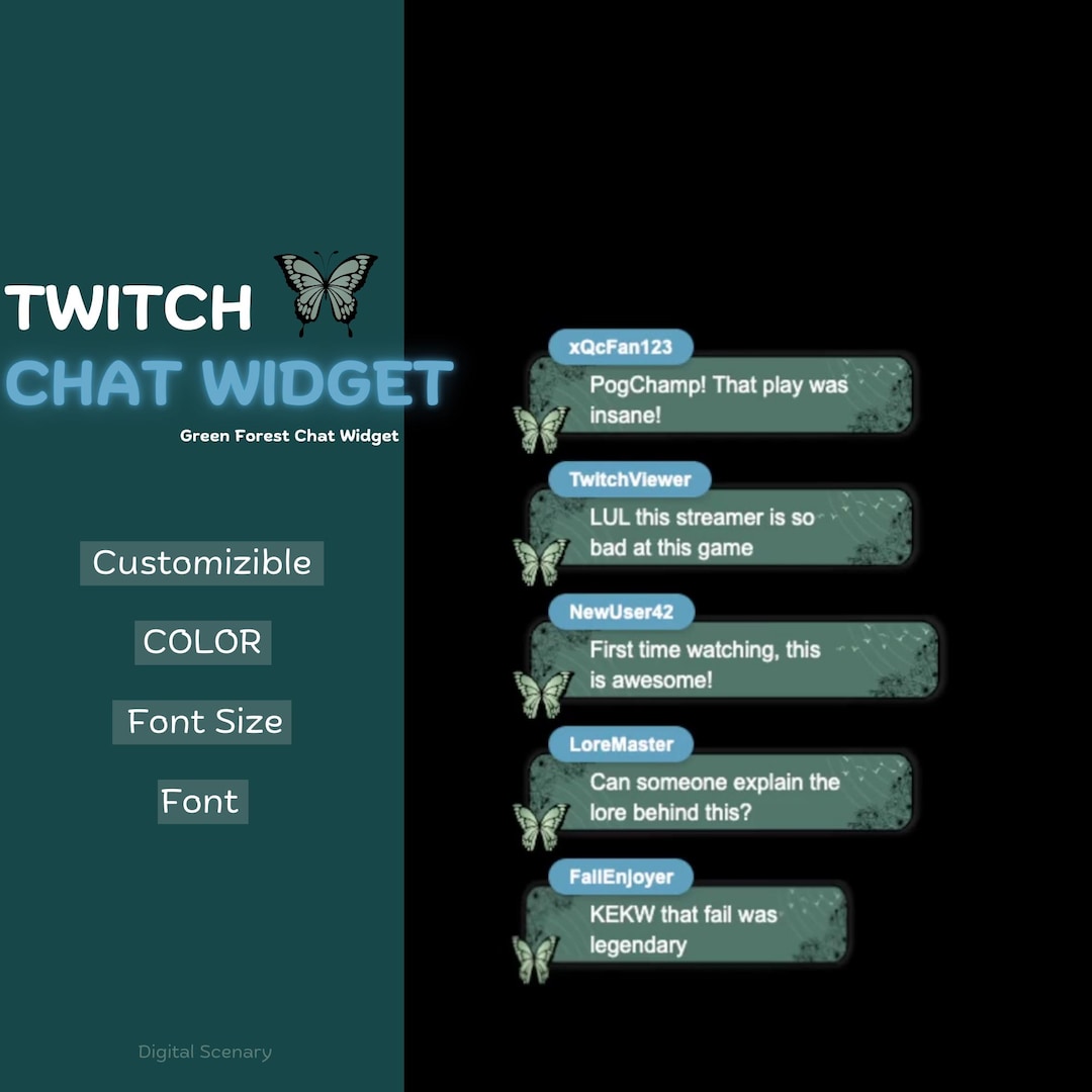 Green Forest Twitch Chat Widget: Transparent Stream Overlay (instant ...