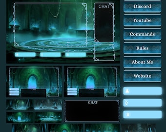Ancient Temple Stream Overlay Pack – Animated Fantasy Twitch Backgrounds, Panels, Screens, Chatboxes & Banners | Instant Download, Red