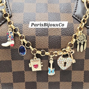 Cowboy Theme Purse Charms with Gold Chain, Purse Keychain, Bag Charms, Women Handbag Accessory, 18K Gold Plated, Gifts For Her