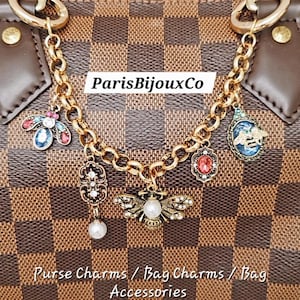 Multiple Color Bee & Gems Purse Charms with Gold Chain, Purse Keychain, Bag Charms, Women Handbag Accessory, Gifts For Her, Birthday Gifts