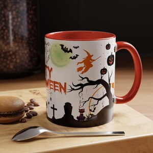 Halloween Coffee Mug: Spooky Ghost, Pumpkin Design