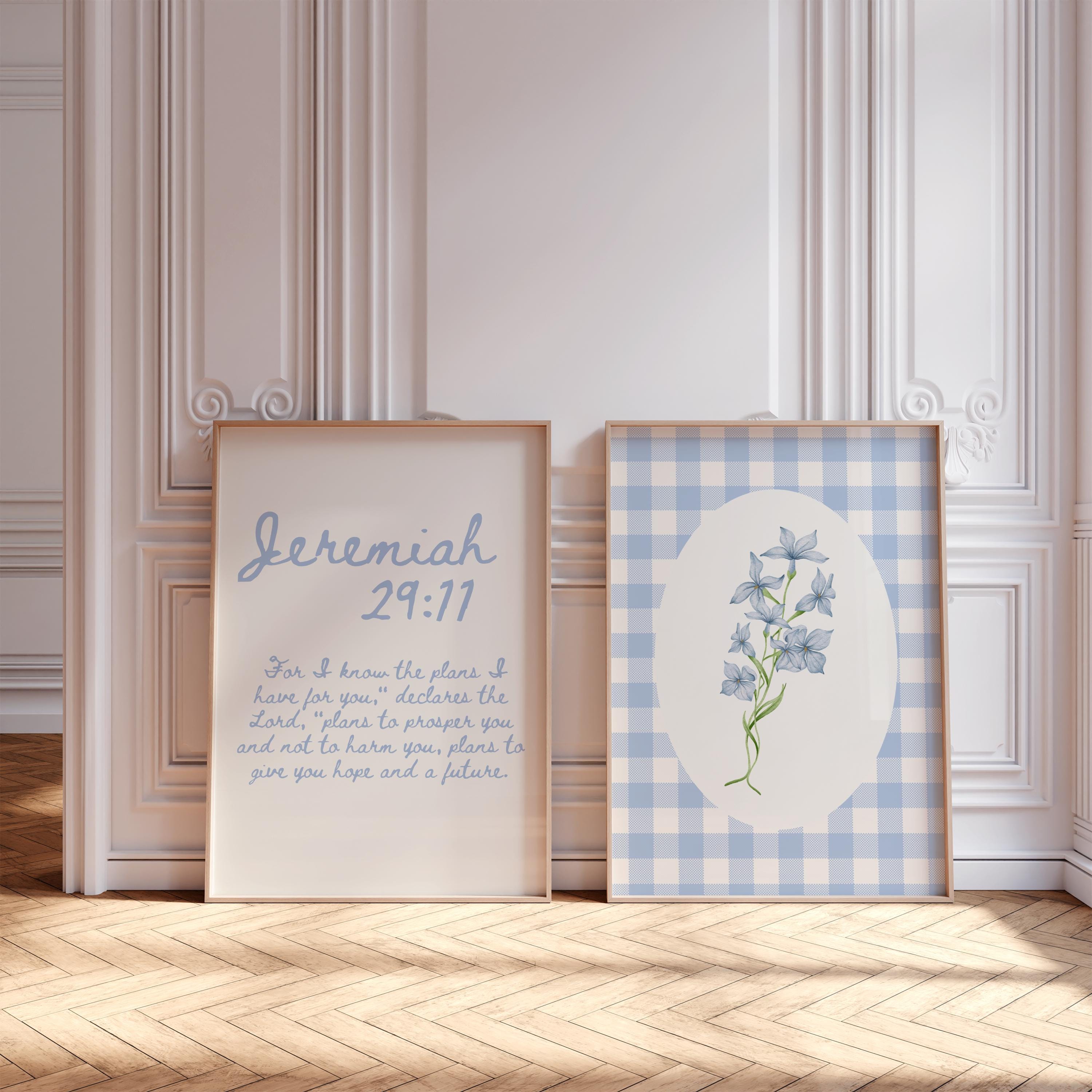 L Scripture Jeremiah 29:11 Bible Verse Print Set | Christian Wall Art | Girl ...