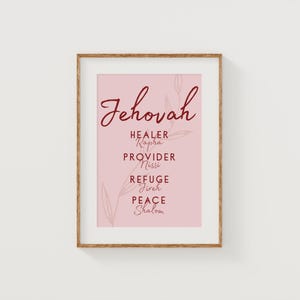 Jehovah Names of God Christian Wall Art, Bible Verse Decor, Healer Rapha, Provider Nissi, Refuge Jireh, Peace Shalom,Printable Scripture Art