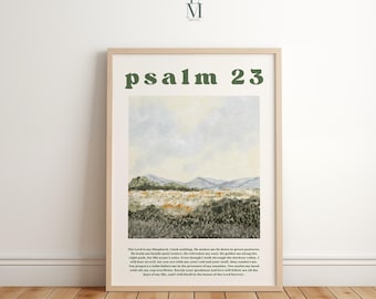 Psalm 23 Wall Art Print, The Lord Is My Shepherd, bijbelvers digitale download, decor religieus huis, afdrukbaar bijbelcitaat