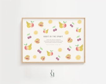 Fruit of the Spirit Digital Download | Christian Wall Art, Galatians 5:22-23 Bible Verse Print, Scripture Home Decor