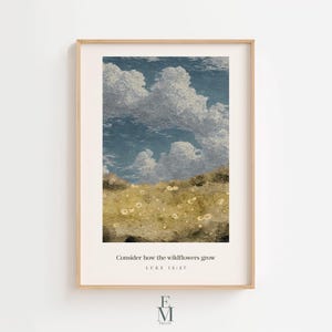 Consider the Wildflowers, Luke 12:27, Christian Artwork, Wildflower Bible Verse Wall Art, PRINTABLE, Digital Download, Landscape Wall Art