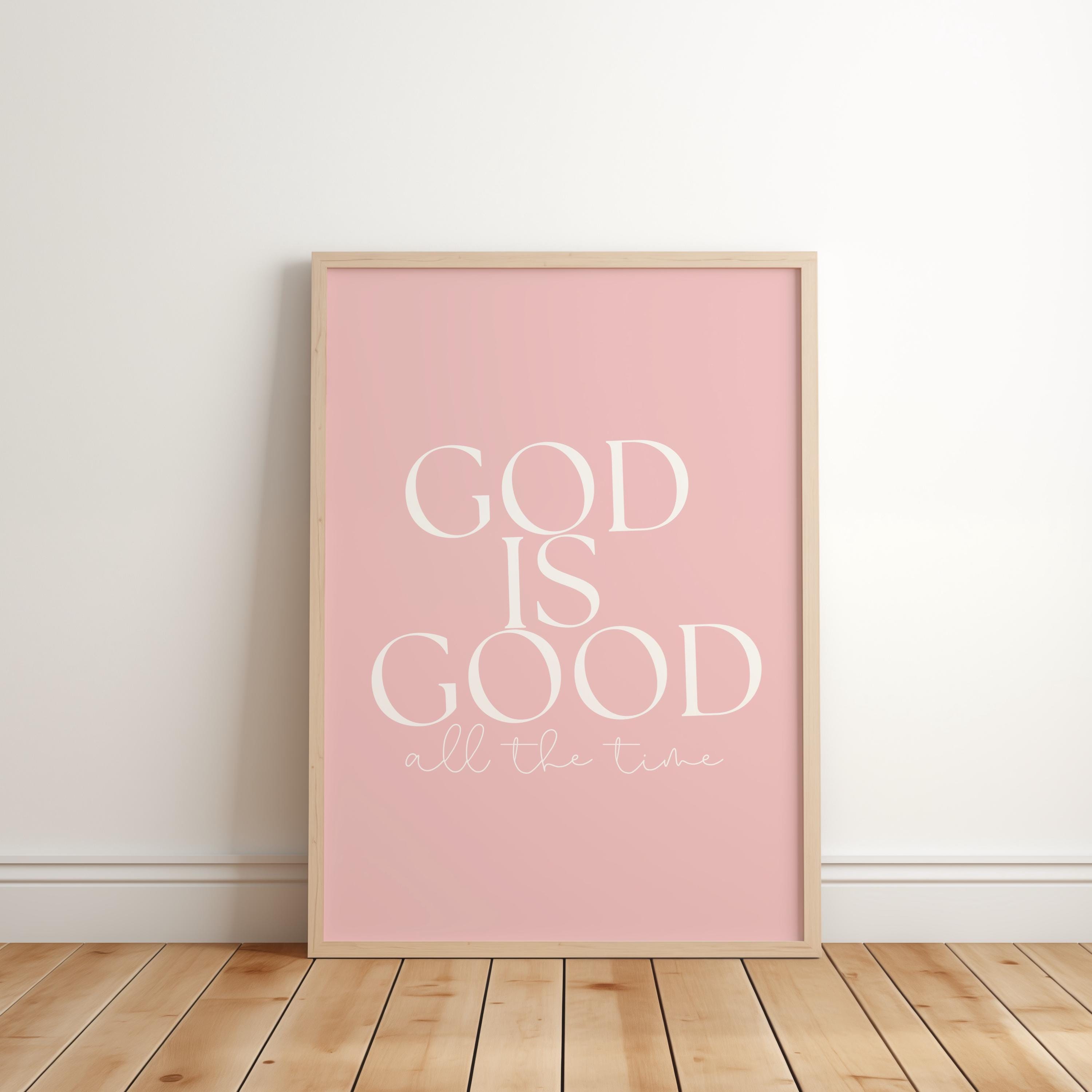 Pink Christian Wall Art Set of 3, God is Good Print, Scripture Nursery ...