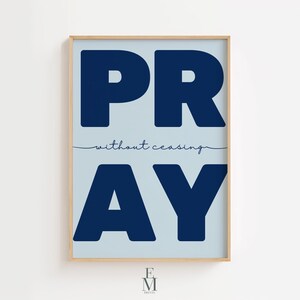 PRAY Printable Wall Art, Retro Christian Poster, Pray Without Ceasing Scripture Decor, Digital Print, Faith-Inspired Decor, Bible Verse Art