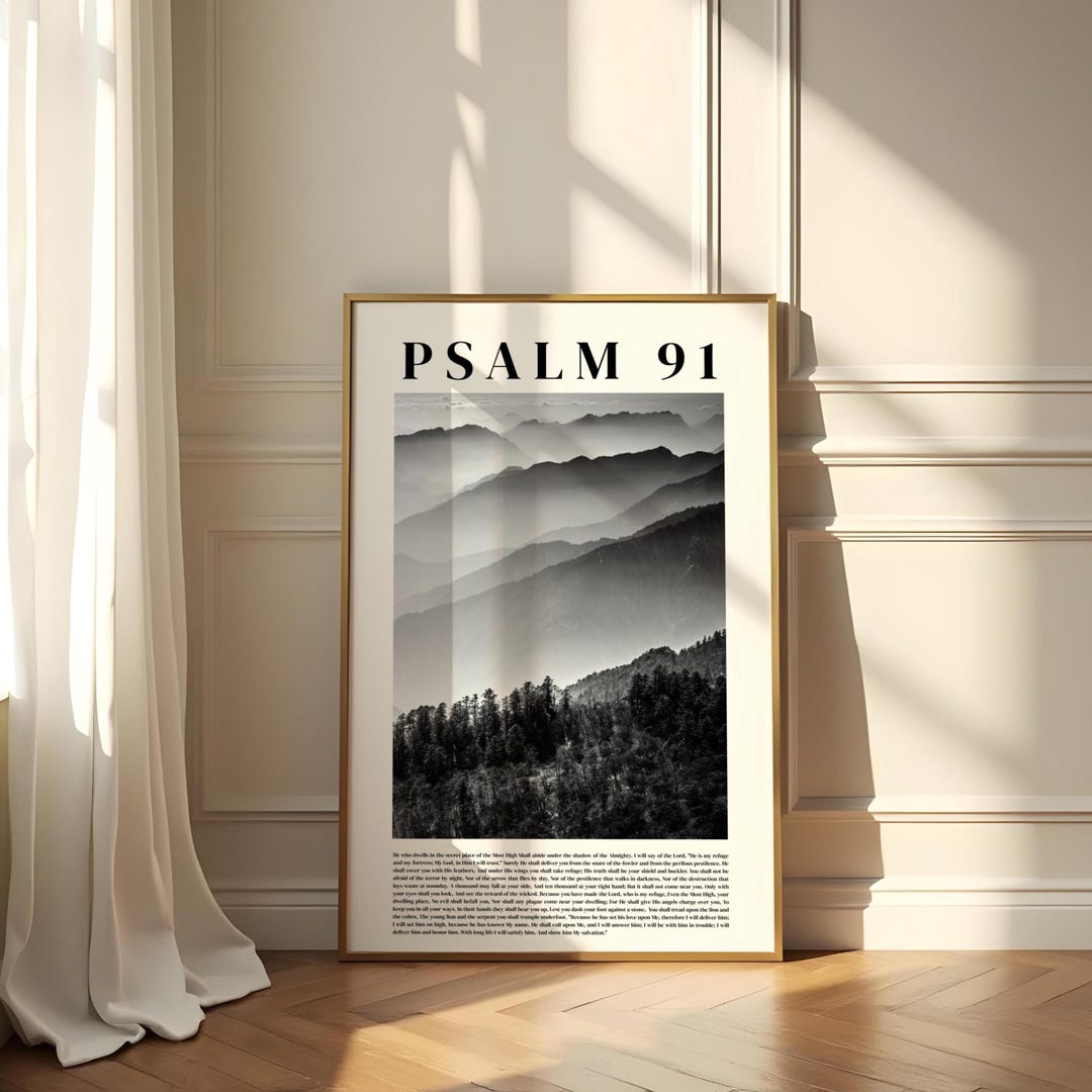 Psalm 91 Wall Art Printable, Christian Scripture Print, Bible Verse ...