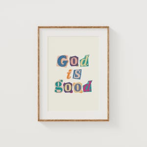 God is Good, Christian Artwork, Bible Verse Poster, Retro Typography Christian wall art, PRINTABLE, Digital Print, Bible Verse Poste