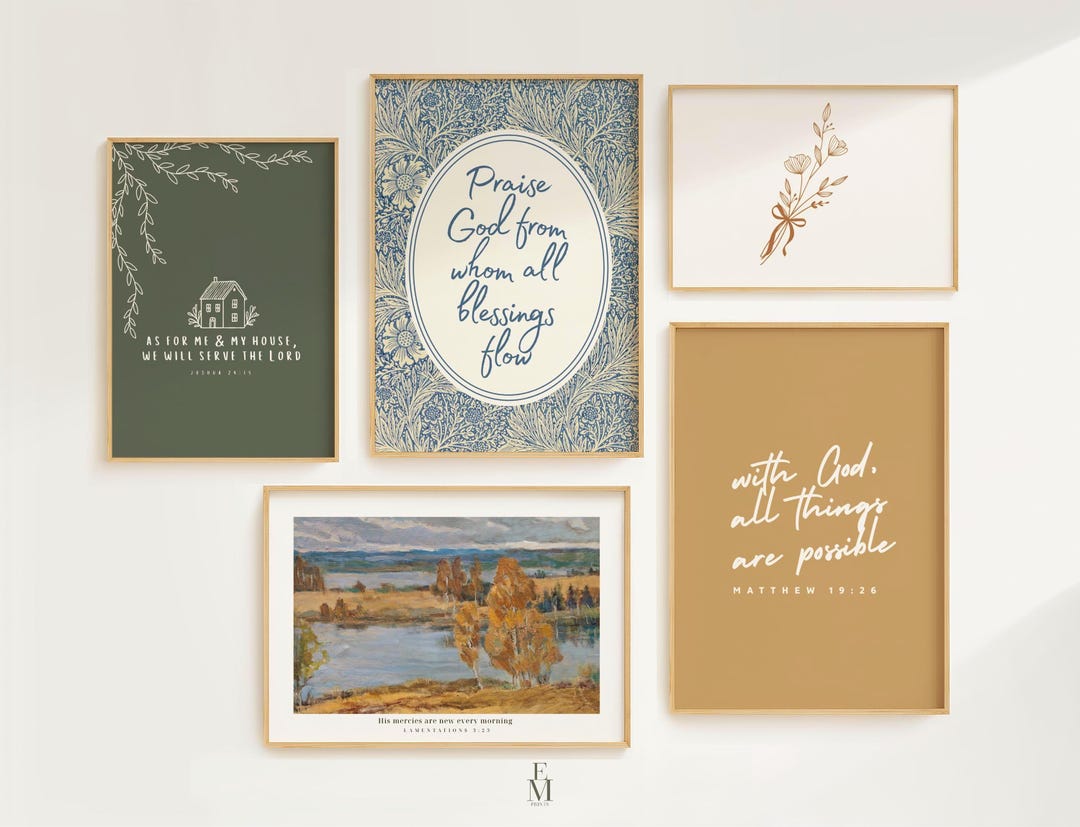 Christian Gallery Wall Set of 5 | Bible Verse Prints | Scripture ...