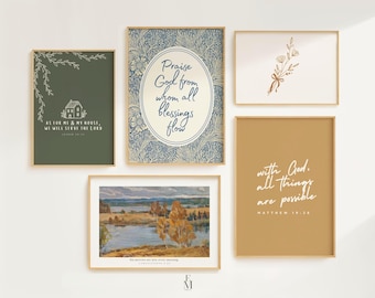 Christian Gallery Wall Set of 5 | Bible Verse Prints | Scripture Digital Download | Modern Farmhouse | Christian Home Decor l Fall Wall Art