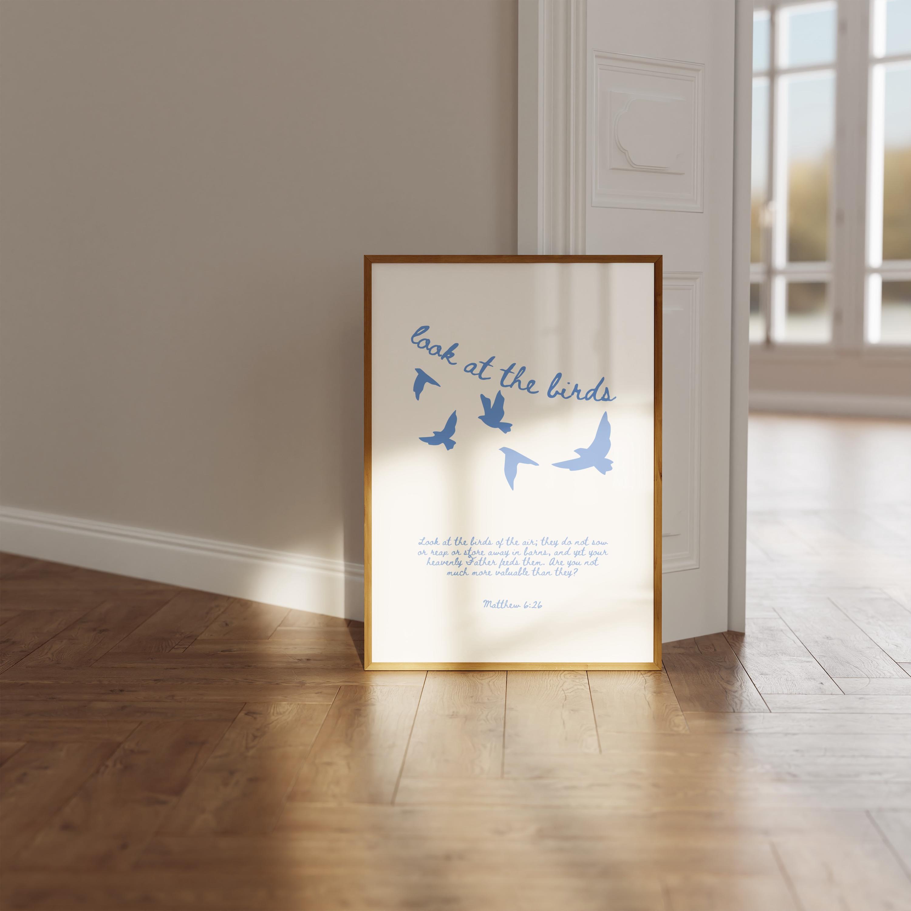 Look at the Birds Printable, Matthew 6:26 Bible Verse Wall Art ...