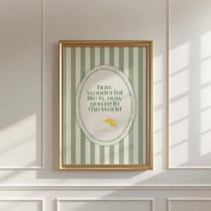 How Wonderful Life Is Nursery Print, DIGITAL Download, Boy Nursery Art, Nursery Quotes Printable, GreenTypography Poster, Newborn Gift