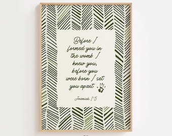 Before I Formed You Jeremiah 1:5 Printable Wall Art – Christian Nursery Scripture Decor, Bible Verse Digital Download, Baby Room Art