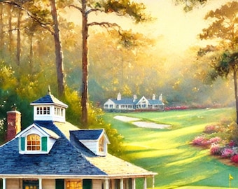 Conjunto de acuarelas del Augusta National: Arte de campo de golf (24 x 36) (Descarga digital)
