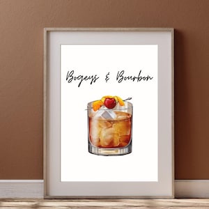 Golf Wall Art Golf Quote Print Vintage Golf Decor Printable Golf Poster Bogeys & Bourbon Digital Print | Golf Decor Golf Gift for Him
