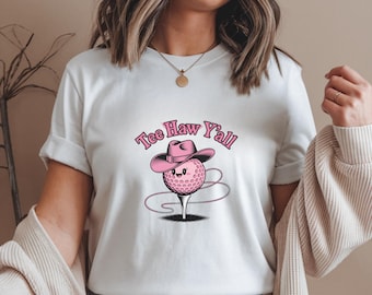 Tee Haw Y&#39;all Golf Shirt Funny Cowgirl Golf Tee Hen Do Shirt Nashville Bachelorette Shirt Western Golf Bachelorette Country Golf Party Shirt