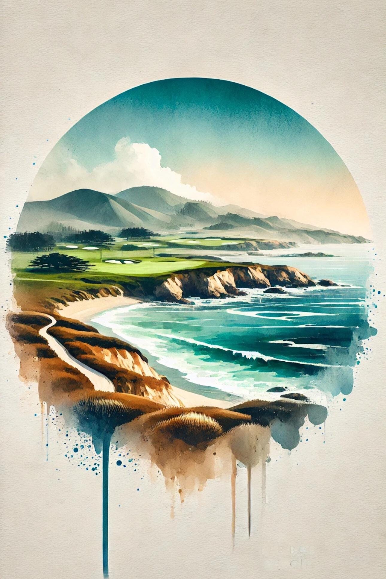 ブルーム　ペブルビーチ　絵画 Pebble beach golf - Etsy 日本