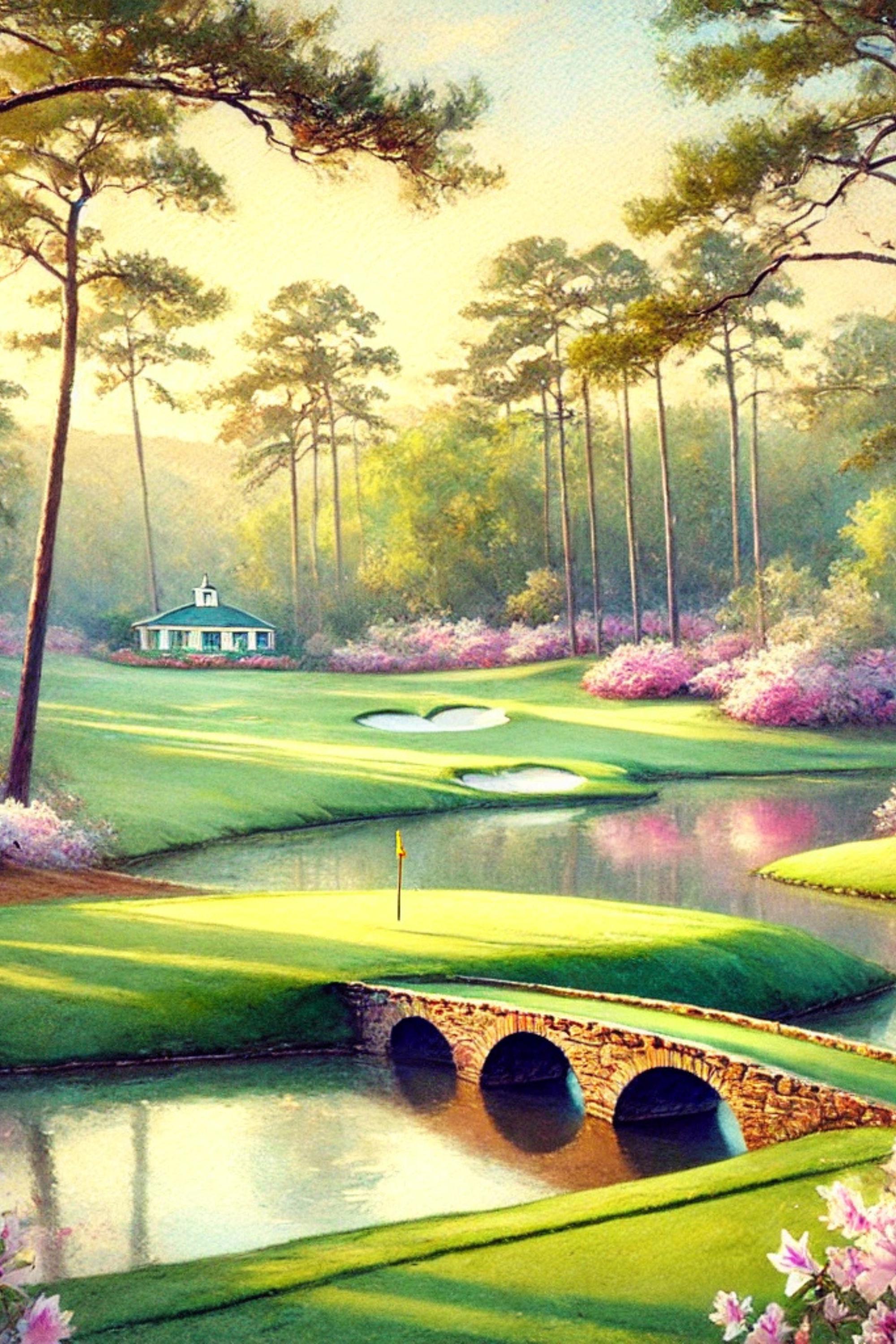 Augusta National Watercolor Print Set: Golf Course Art (24x36) (digital ...