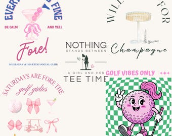 Paquete de imágenes PNG y SVG de golfistas, diseños de golf femeninos (descarga digital)