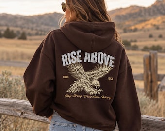 Rise Above Eagle Hoodie, Isaiah 40:31 Christian Sweatshirt, Western Style Faith Apparel