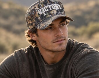 Victory Camo Baseball Cap, Embroidered Outdoor Trucker Hat (100% Cotton)