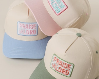Praise The Lord Trucker Hat, Christian Baseball Cap, Faith Hat for Women, Retro Embroidered Hat, Cute Religious Gift for Her