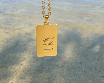 Personalized Baptism Necklace, Left It in Water Pendant, Custom Date Keepsake