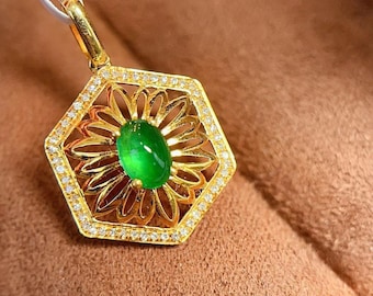 Natural Emerald Pendant 18k gold/Genuine Zambia emerald Necklace/handmade emerald cut fine women jewelry Birthstone Unique gift for her