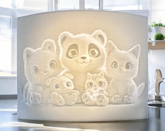 3D photo light with cute baby animals, lithophane lamp – unique 3D light image incl. LED push light | Personalized gift