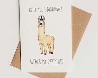 Tarjeta de cumpleaños divertida imprimible: Tarjeta con un juego de palabras sobre alpacas, descarga instantánea