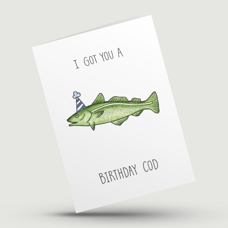 Funny Birthday Card Printable – Birthday Cod Pun Card, Instant Download ...