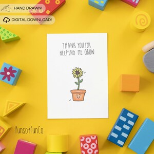 Carte de professeur imprimable fleur - carte imprimable - dessinée à la main - cadeau pour lui - cadeau pour elle - modèle modifiable