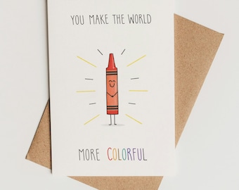Teacher Appreciation Card Printable – Colorful Crayon Thank You Card, Instant Download
