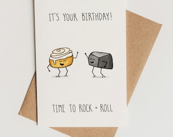 Tarjeta de cumpleaños divertida imprimible: Juego de palabras de rock and roll, descarga digital