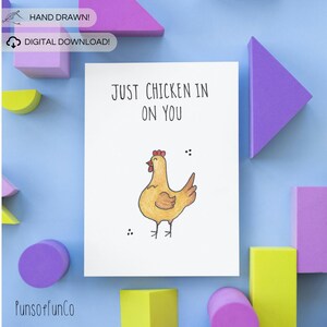 Carte de voeux imprimable poulet - carte imprimable - dessinée à la main - cadeau pour lui - cadeau pour elle - modèle modifiable