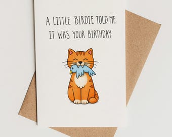 Funny Birthday Card Printable – Little Birdie Birthday Pun, Instant Download