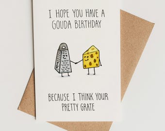 Funny Birthday Card Printable – Gouda Cheese Pun Card, Instant Download
