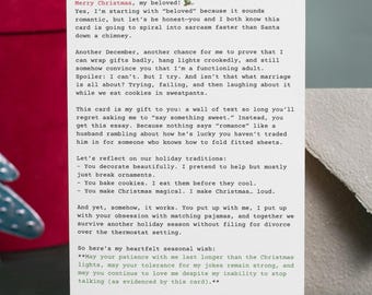 Ridiculously Long Funny Christmas Card – Sarcastic Romantic Holiday Greeting, Printable Digital Download