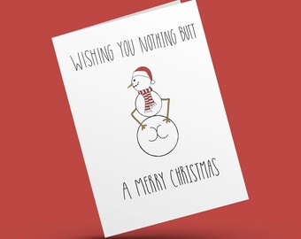 Funny Christmas Card – Snowman Butt Pun, Printable Digital Download