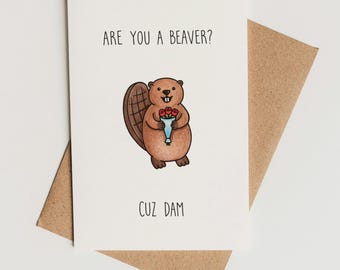 Funny Anniversary Card Printable – Beaver Dam Pun Card, Instant Download