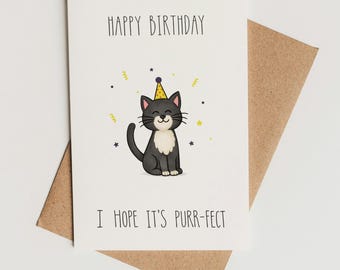 Funny Birthday Card Printable – Cat Pun Card, Instant Download